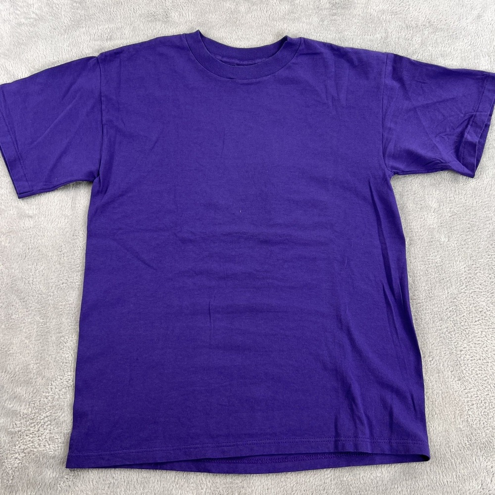 Vintage Miller Blank T Shirt M Purple Men Single Stitch Made in USA 90s Tee